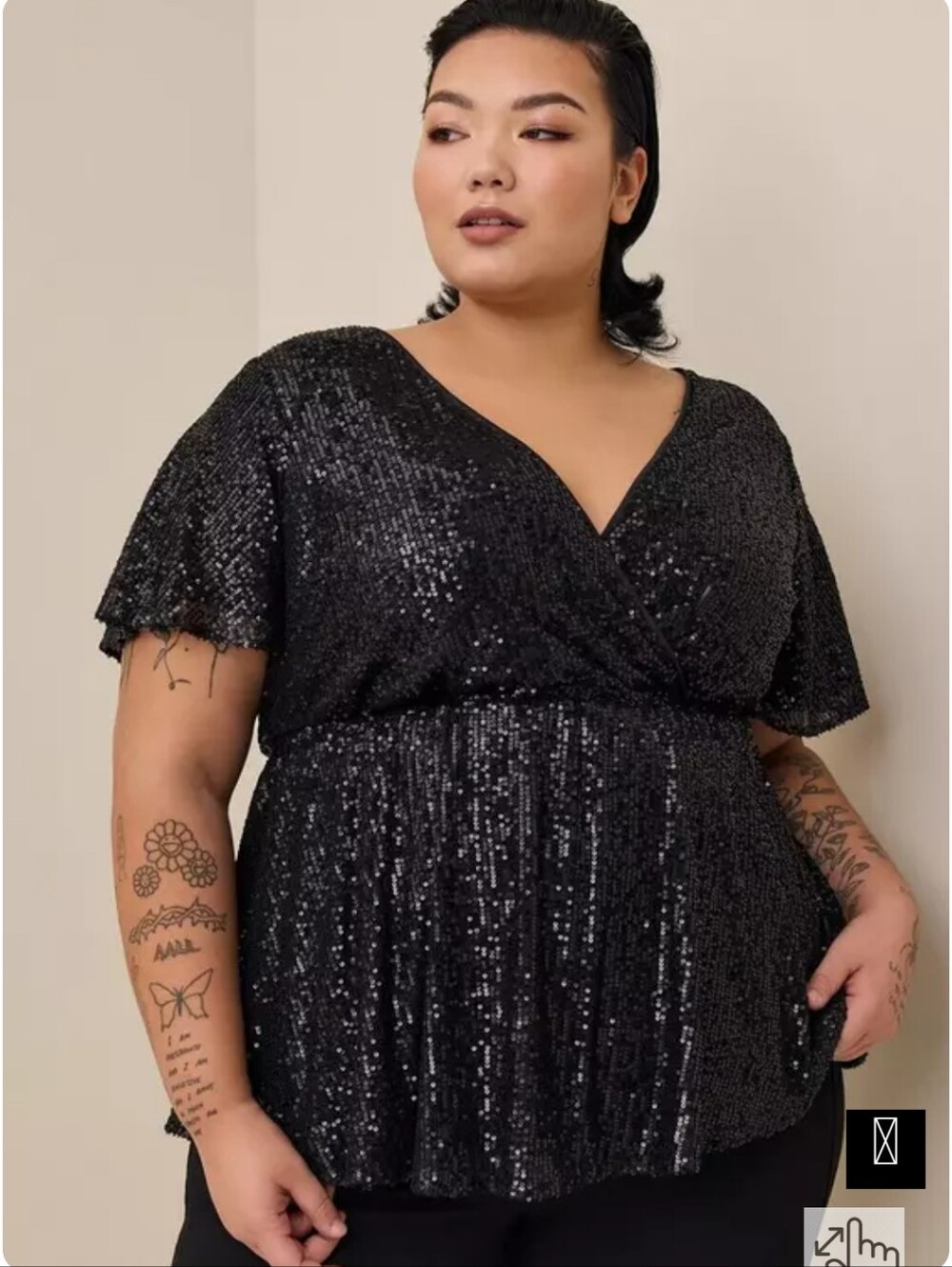 TORRID Lily Babydoll Sequin Surplus Blouse 1XL